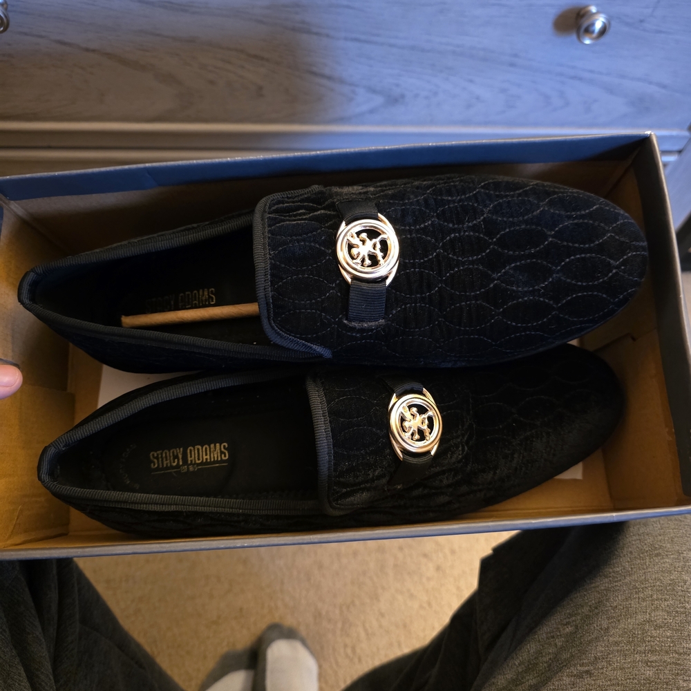 Stacy Adams Black Loafers with Gold Accent